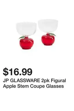 Marshalls JP GLASSWARE 2pk Figural Apple Stem Coupe Glasses offer
