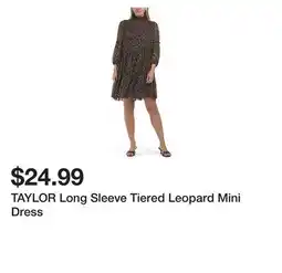 Marshalls TAYLOR Long Sleeve Tiered Leopard Mini Dress offer