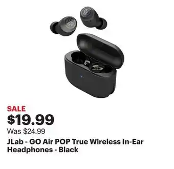 Best Buy JLab - GO Air POP True Wireless In-Ear Headphones - Black offer