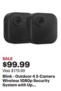 Best Buy Blink - Outdoor 4 2-Camera Wireless 1080p Security System with Up to Two-year Battery Life - Black offer