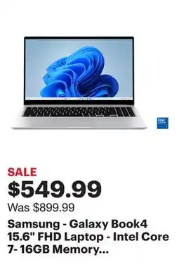 Best Buy Samsung - Galaxy Book4 15.6 FHD Laptop - Intel Core 7- 16GB Memory - 512GB SSD - Silver offer