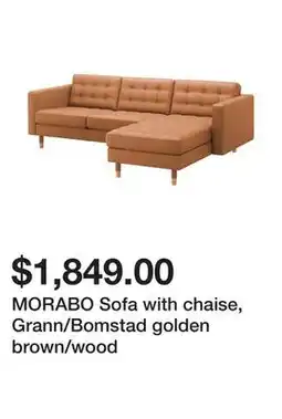 Ikea MORABO Sofa with chaise, Grann/Bomstad golden brown/wood offer