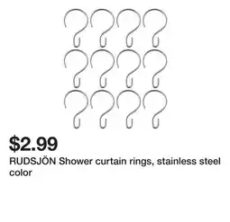 Ikea RUDSJÖN Shower curtain rings, stainless steel color offer