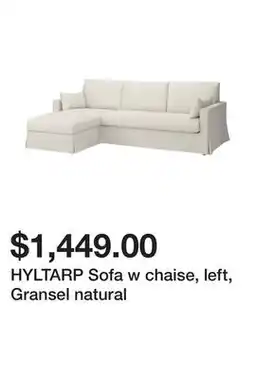 Ikea HYLTARP Sofa w chaise, left, Gransel natural offer