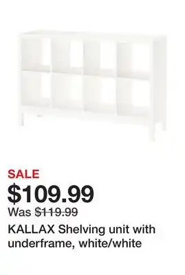 Ikea KALLAX Shelving unit with underframe, white/white offer