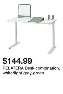 Ikea RELATERA Desk combination, white/light gray-green offer