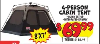 Ollie's COLEMAN 4-PERSON CABIN TENT offer