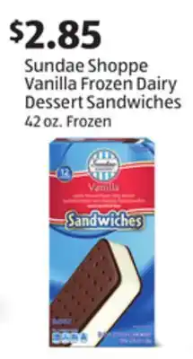 Aldi Sundae Shoppe Vanilla Frozen Dairy Dessert Sandwiches offer