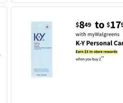 Walgreens K-Y Personal Care offer