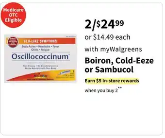 Walgreens Boiron, Cold-Eeze or Sambucol offer
