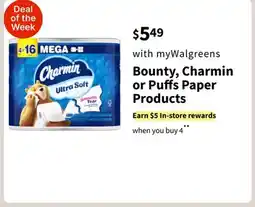Walgreens Bounty, Charmin or Puffs Paper Products offer