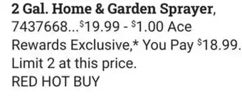 Ace Hardware 2 Gal. Home & Garden Sprayer offer