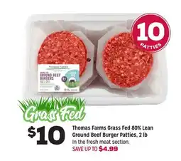 Grocery Outlet Thomas Farms Grass Fed 80% Lean Ground Beef Burger Patties offer