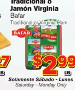 El Super Fresh Bafar Traditional or Virginia Ham offer