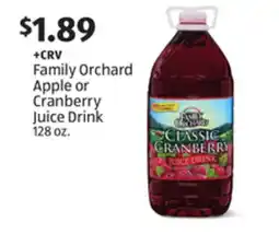 Aldi Family Orchard Apple or Cranberry Juice Drink offer