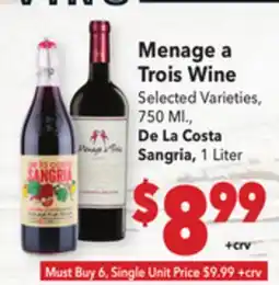 Vallarta Supermarkets Menage a Trois Wine offer