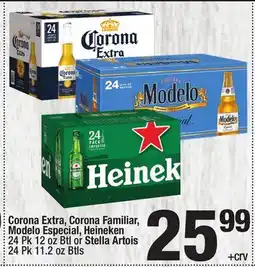Super King Markets Corona Extra, Corona Familiar, Modelo Especial, Heineken 24 Pk 12 oz Btl or Stella Artois 24 Pk 11.2 oz Btls offer