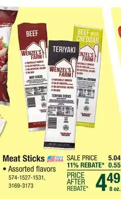 Menards Wenzel's Farm Bacon Cheddar Beef Sticks - 8 oz offer
