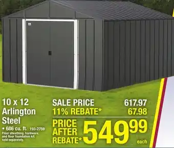 Menards Arrow Arlington 10 x 12 Steel Outdoor Storage Shed offer