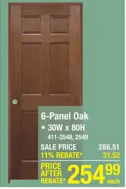 Menards Mastercraft 30W x 80H English Chestnut Oak 6-Panel Interior Door System - Right Inswing offer