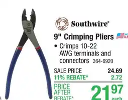 Southwire 9 Terminal Crimper/Cutter Pliers with Dip Grip