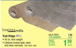 Menards Looptex Mills Trail Ridge Jute Brown Frieze Carpet 12 ft. Wide offer