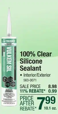 Menards Tremco Vulkem SIL Pro Series 100% Silicone Clear Sealant - 10.1 oz offer