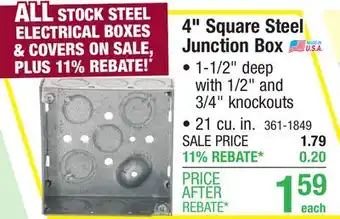 Menards RACO 4 Galvanized Steel Square Electrical Box offer