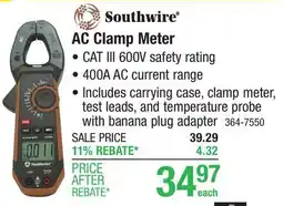 Menards Southwire AC Clamp Meter offer