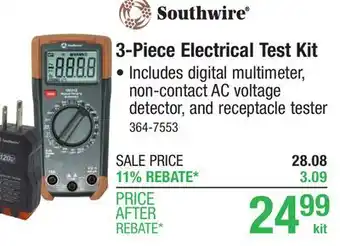 Menards Southwire 3-Piece Electrical Test Kit offer