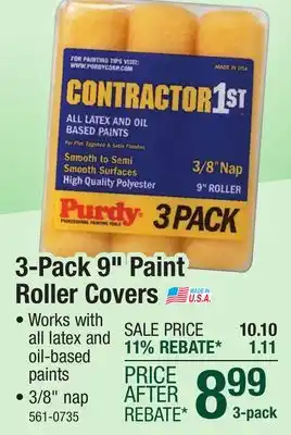 Menards Purdy Contractor 1st 9 x 3/8 Polyester Paint Roller Covers - 3 Pack offer