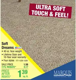 Menards Marquis Industries Soft Dreams Dusty Trail Plush Carpet 12 ft. Wide offer