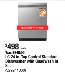The Home Depot LG 24 in. Top Control Standard Dishwasher with QuadWash in Stainless Steel offer