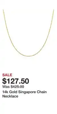 Kohl's 14k Gold Singapore Chain Necklace offer
