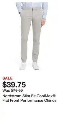 Nordstrom Nordstrom Slim Fit CoolMax Flat Front Performance Chinos offer