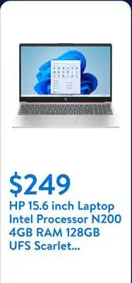 Walmart HP 15.6 inch Laptop Intel Processor N200 4GB RAM 128GB UFS Scarlet Red (12-mo. Microsoft 365 included) offer