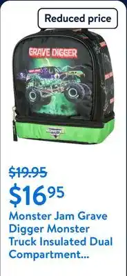 Walmart Monster Jam Grave Digger Monster Truck Insulated Dual Compartment Lunch Bag offer