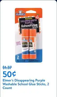 Walmart Elmer's Disappearing Purple Washable School Glue Sticks, 2 Count offer