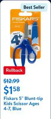 Walmart Fiskars 5 Blunt-tip Kids Scissor Ages 4-7, Blue offer