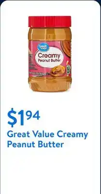 Walmart Great Value Creamy Peanut Butter offer