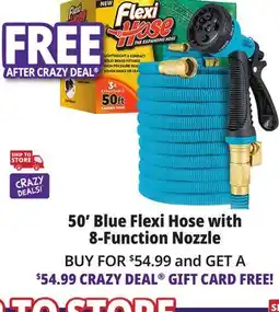 Ocean State Job Lot Flexi Hose with 8-Function Nozzle 50' Blue offer