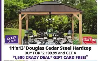 Ocean State Job Lot Douglas 11' x 13' Cedar Framed Gazebo with Steel & Polycarbonate Hip Roof Hardtop offer