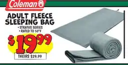 Ollie's COLEMAN ADULT FLEECE SLEEPING BAG offer