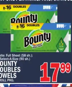 C Town BOUNTY DOUBLES TOWELS 8 ROLL PKG offer