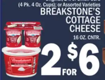C Town BREAKSTONE'S COTTAGE CHEESE 16 OZ. CNTR offer