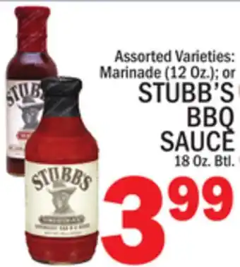 C Town STUBB'S BBQ SAUCE 18 Oz. Btl offer