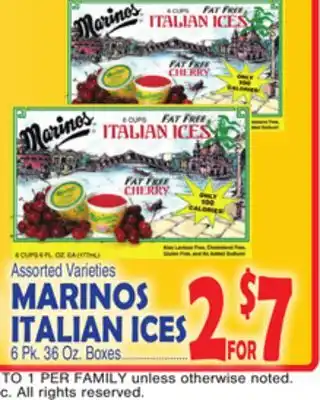 Bravo Supermarkets MARINOS ITALIAN ICES offer