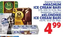Bravo Supermarkets MAGNUM ICE CREAM BARS 3 Pk. 8.62-10.14 Oz. Box, KLONDIKE ICE CREAM BARS 4-6 Pk. 15-27 Oz. Pkgs offer