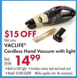 Boscov's VACLIFE Cordless Hand Vacuum with light offer