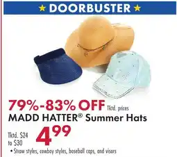 Boscov's MADD HATTER Summer Hats offer